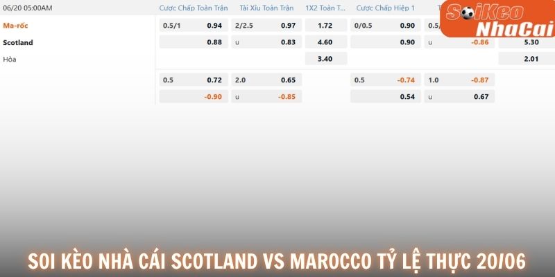 Soi kèo nhà cái Scotland vs Morocco tỷ lệ thực tế 20/06