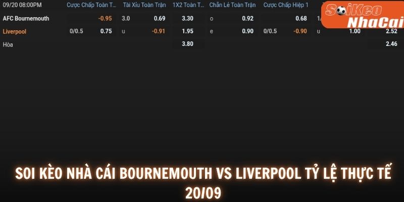 .Soi kèo nhà cái Bournemouth vs Liverpool tỷ lệ thực tế 20/09