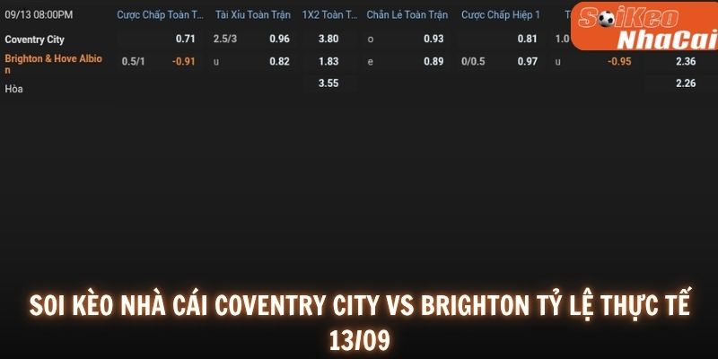 Soi kèo nhà cái Coventry City vs Brighton tỷ lệ thực tế